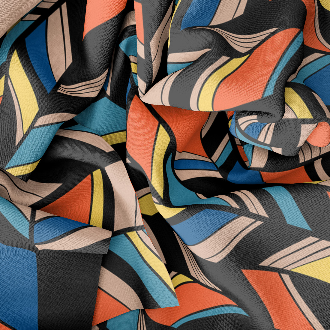 Abstract Colorful Patterns with Repeating Stripes and Waves for fabrics.