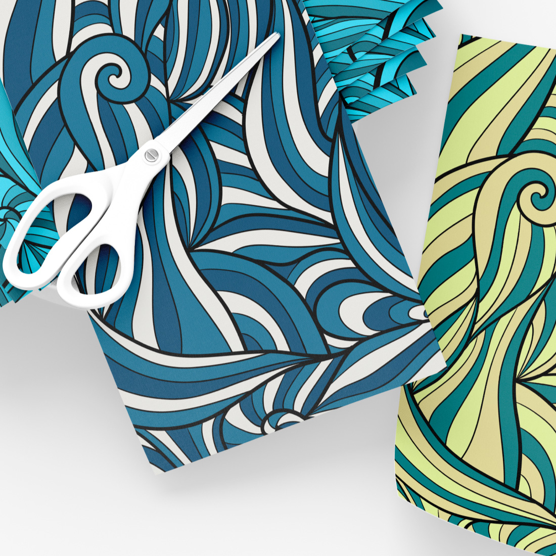 Abstract Colorful Patterns with Repeating Stripes and Waves for printing.