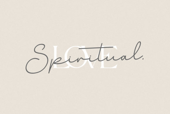 Black lettering "Spiritual" in script font on a gray background.