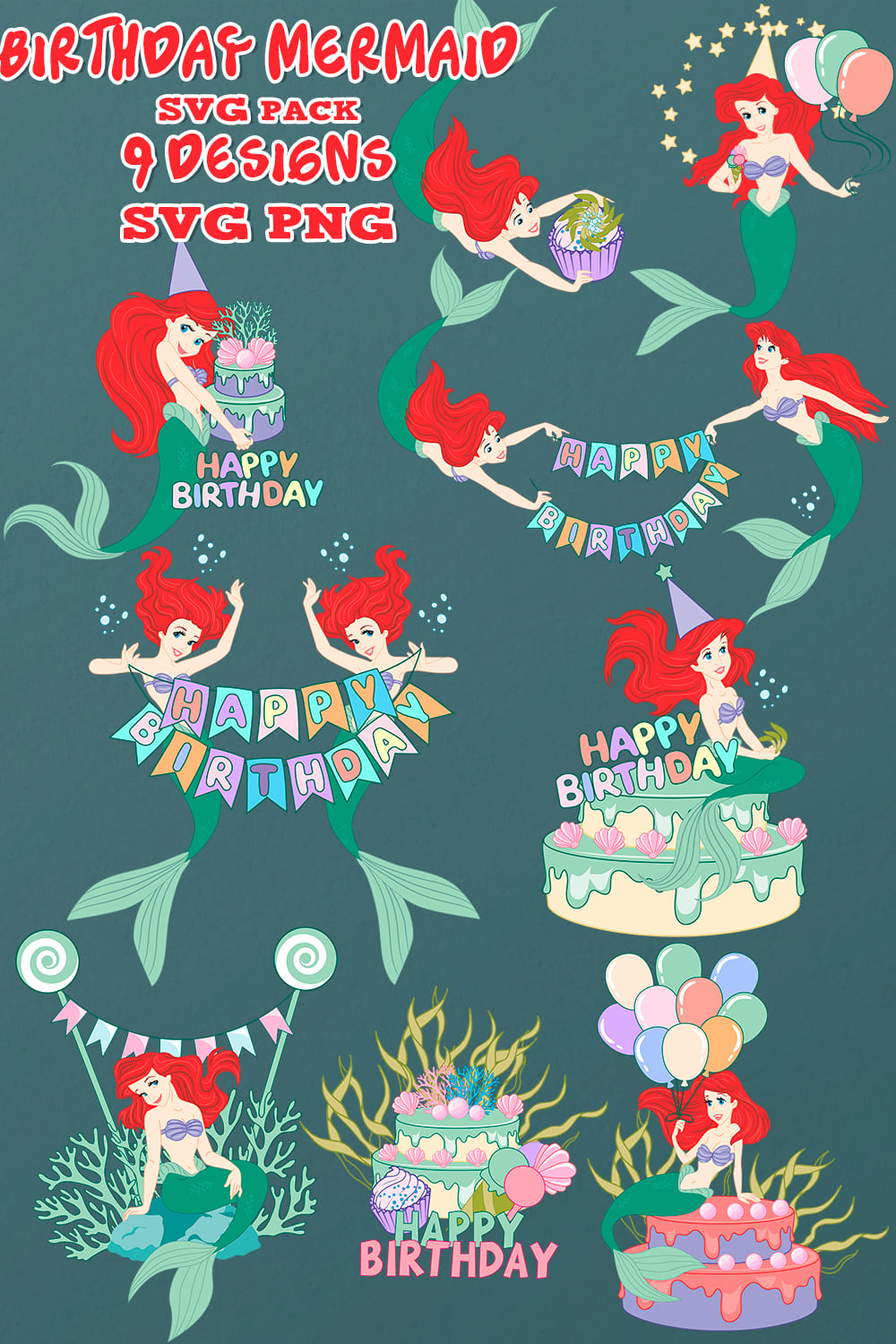 Birthday Mermaid Svg - Pinterest.