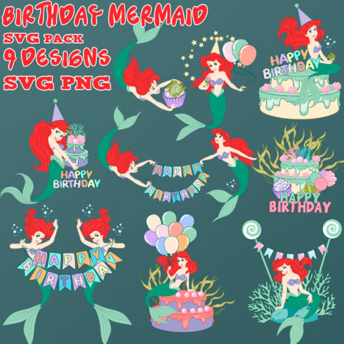 Birthday Mermaid Svg.