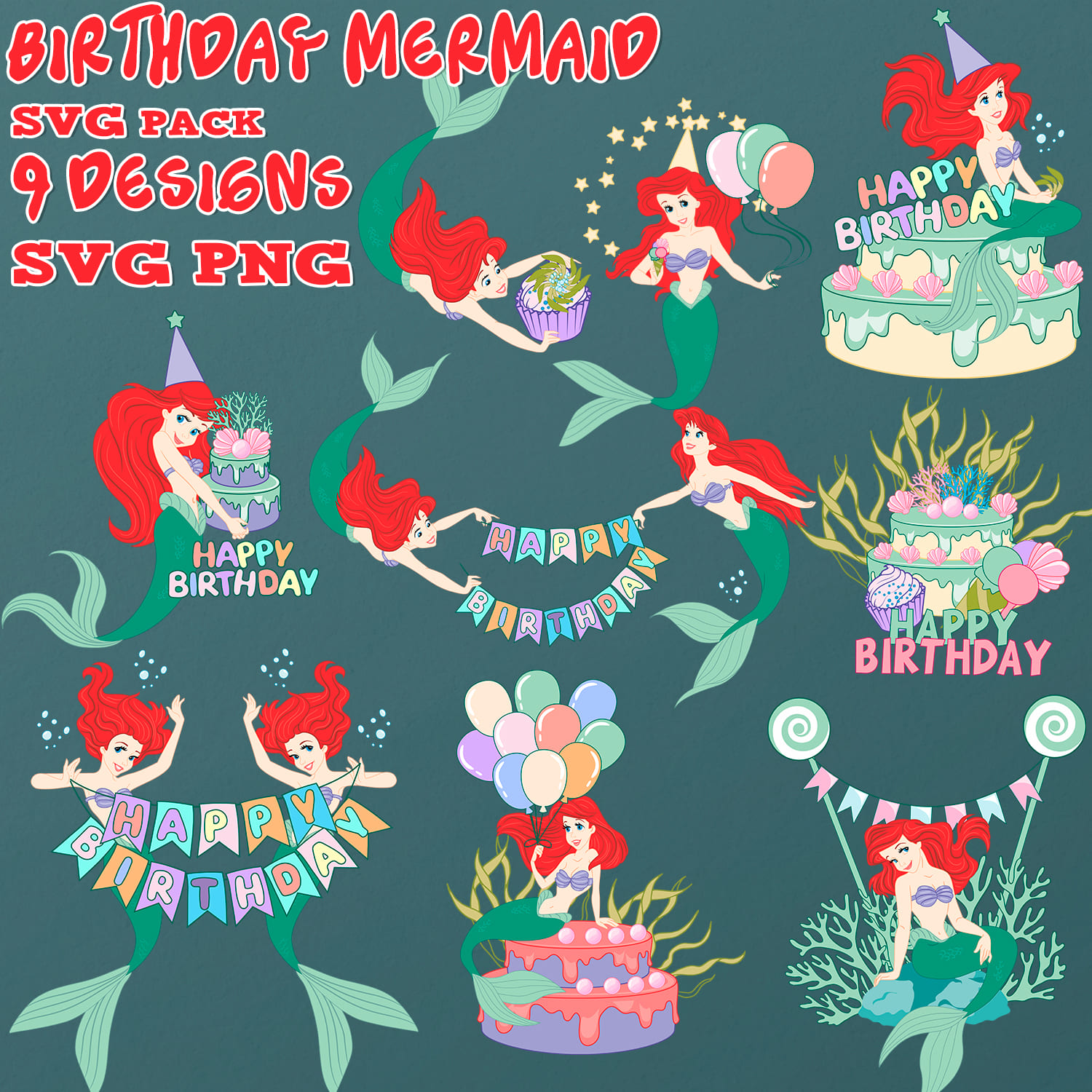 Birthday Mermaid Svg.