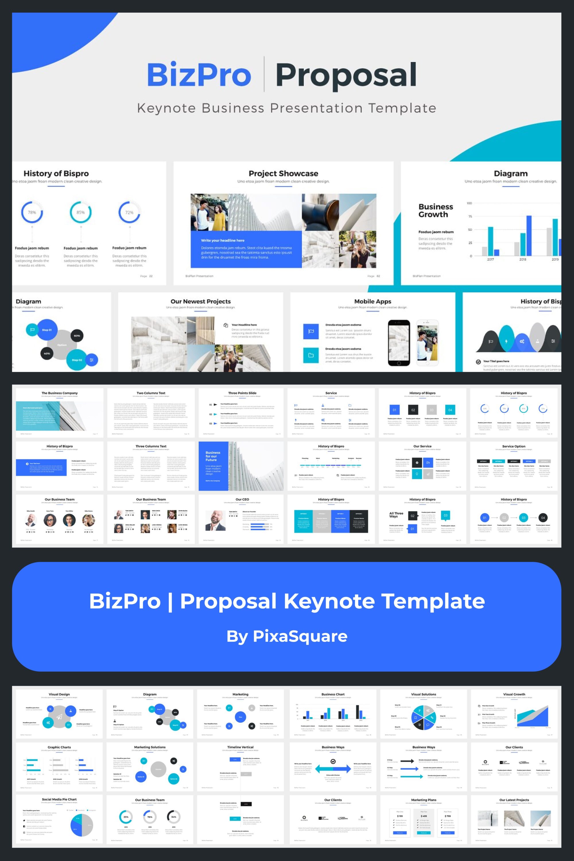 Collection of amazing business presentation template slides.