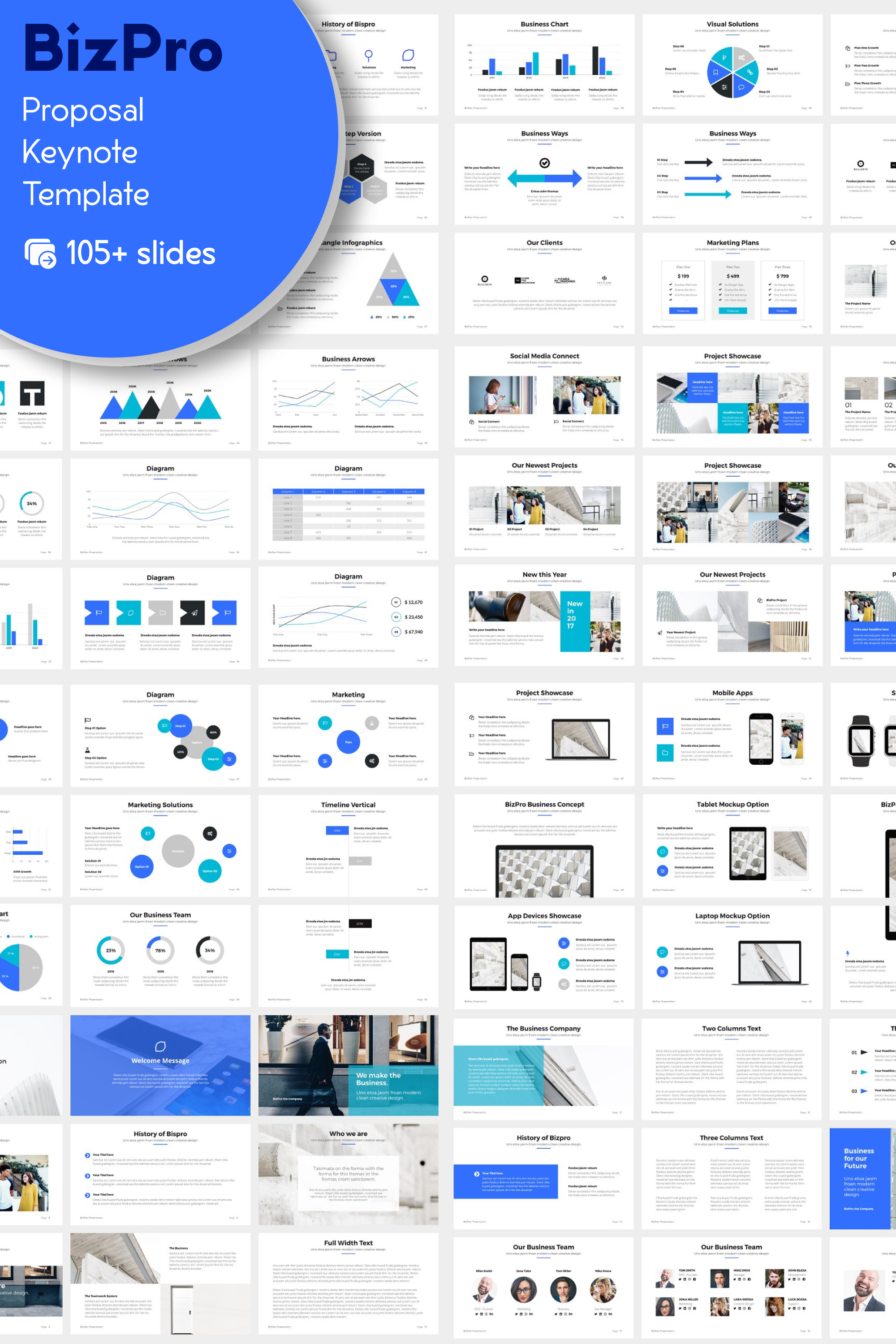 A selection of adorable business presentation template slides.