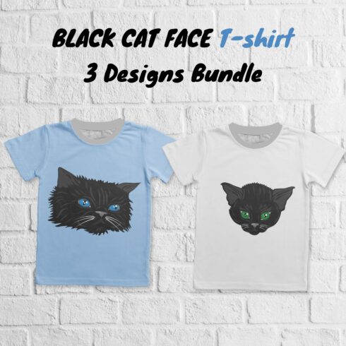 Black Cat Face T-shirt Designs Bundle.