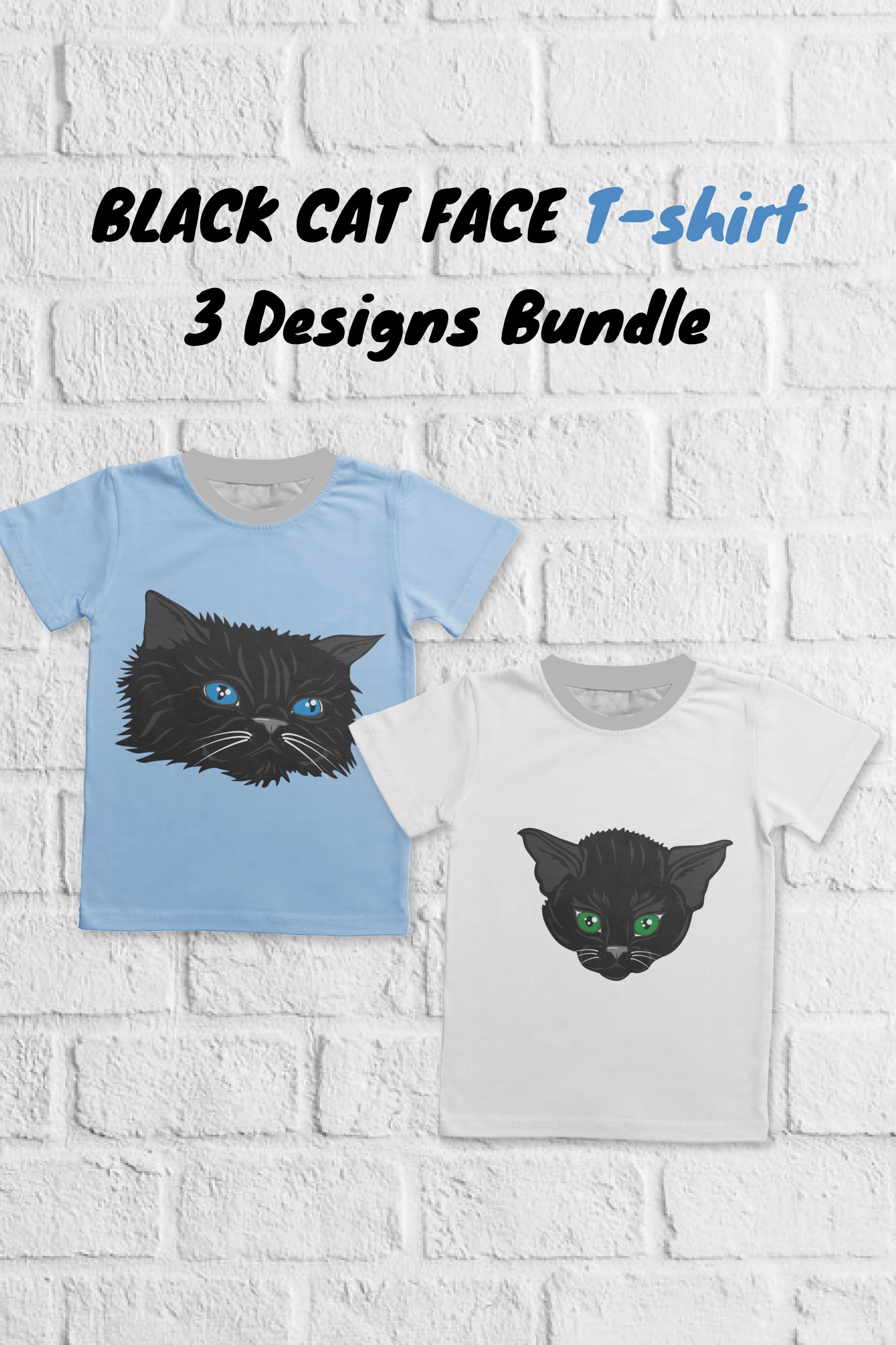Black Cat Face T-shirt Designs Bundle - Pinterest.