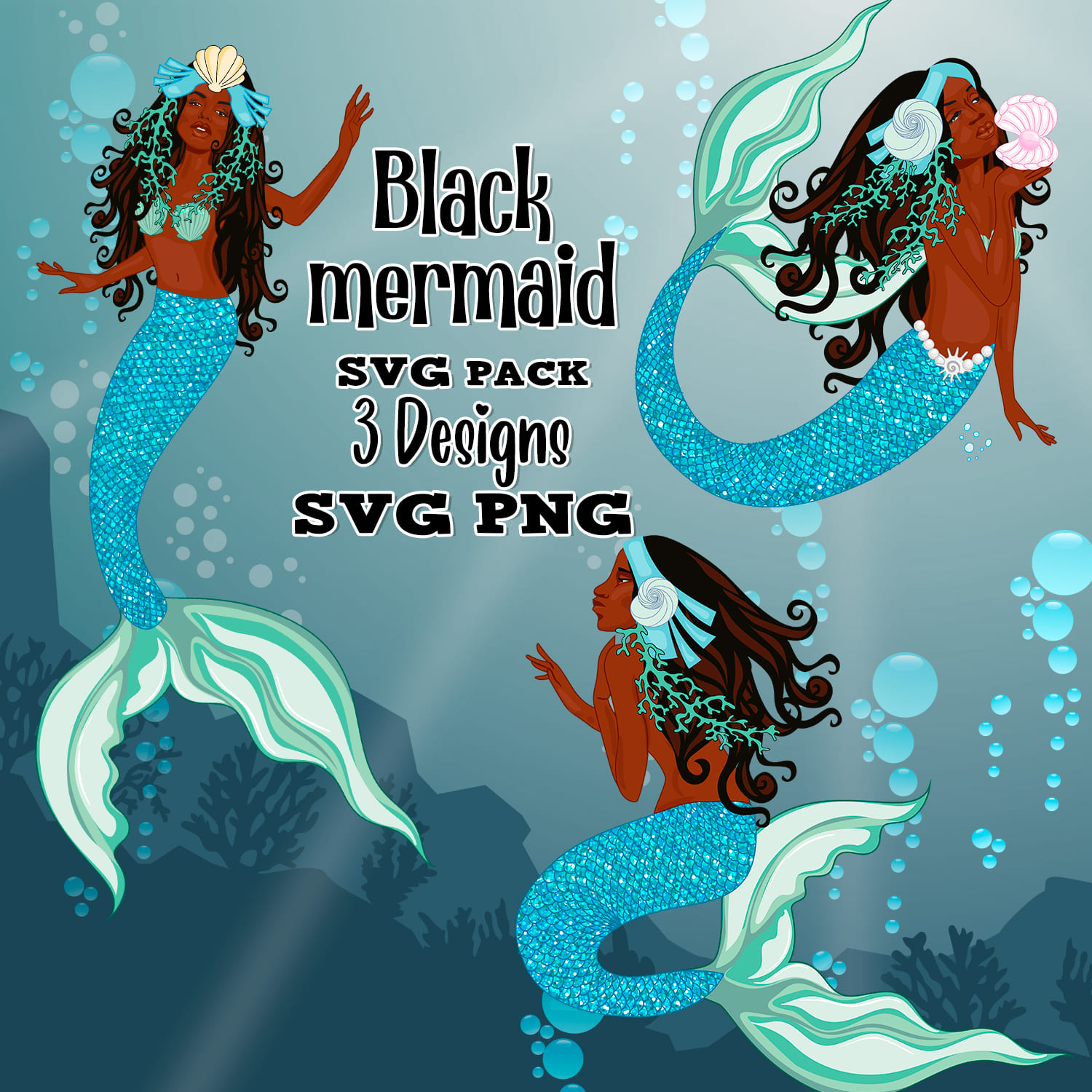 Black Mermaid Svg.