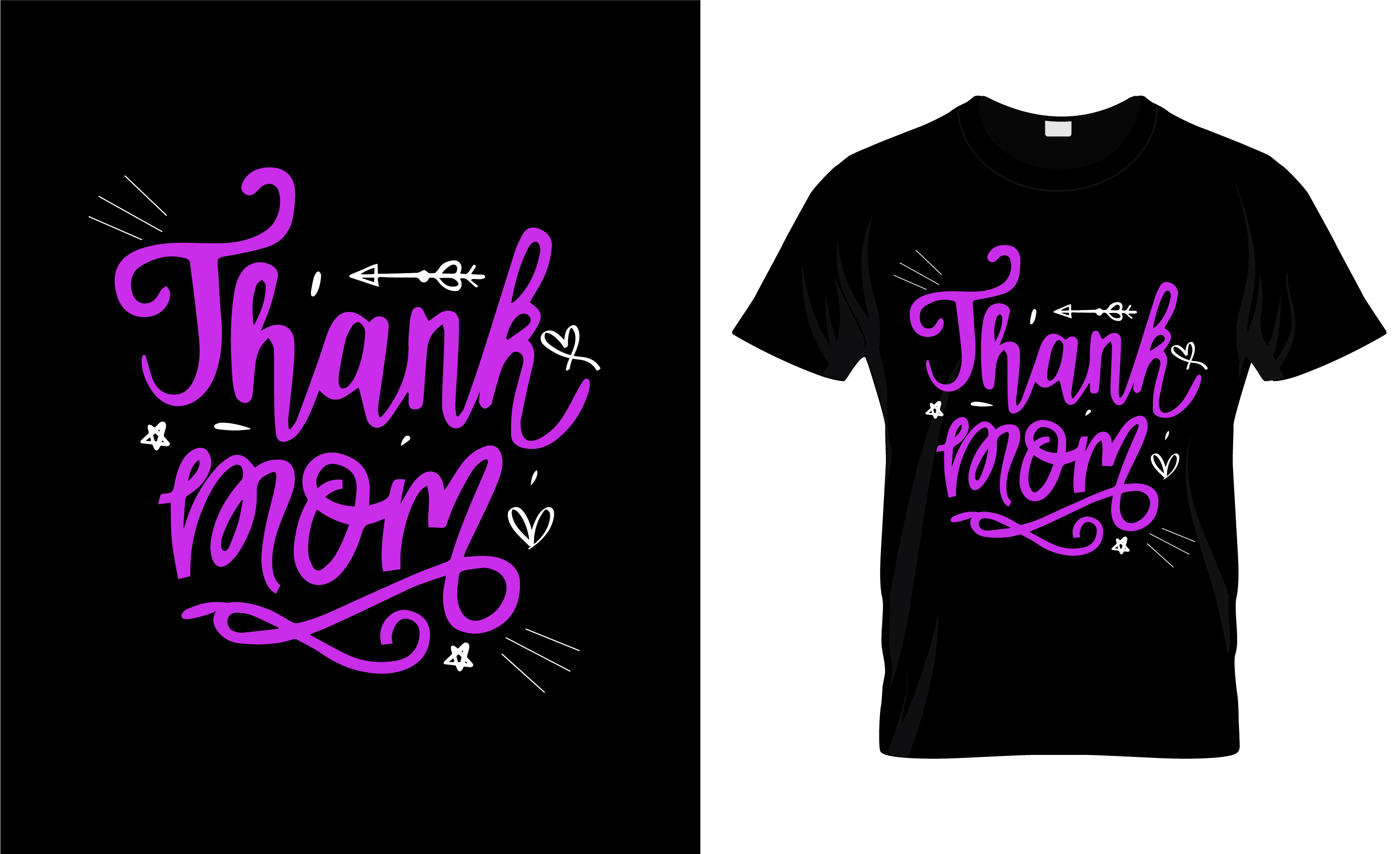 T-Shirt Thank Mom Black Design SVG Bundle preview image.