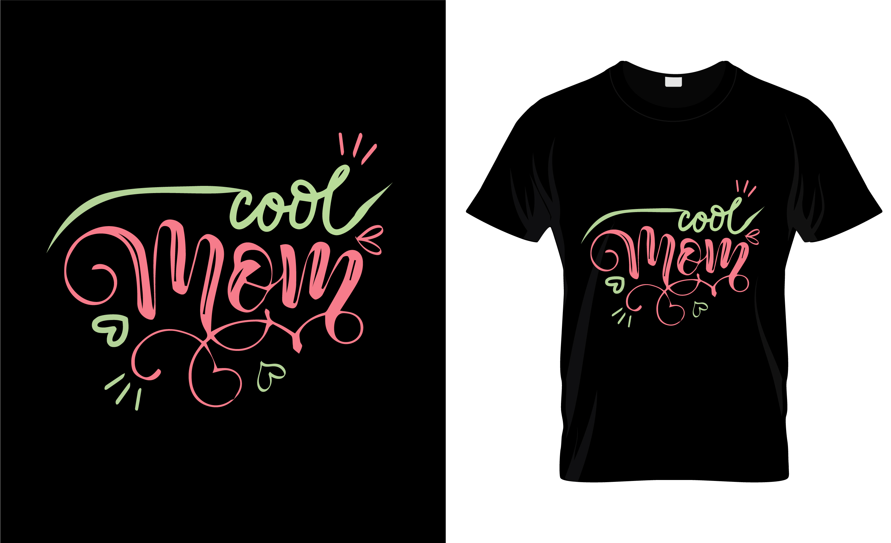 T-Shirt Cool Mom Black Design SVG Bundle preview image.