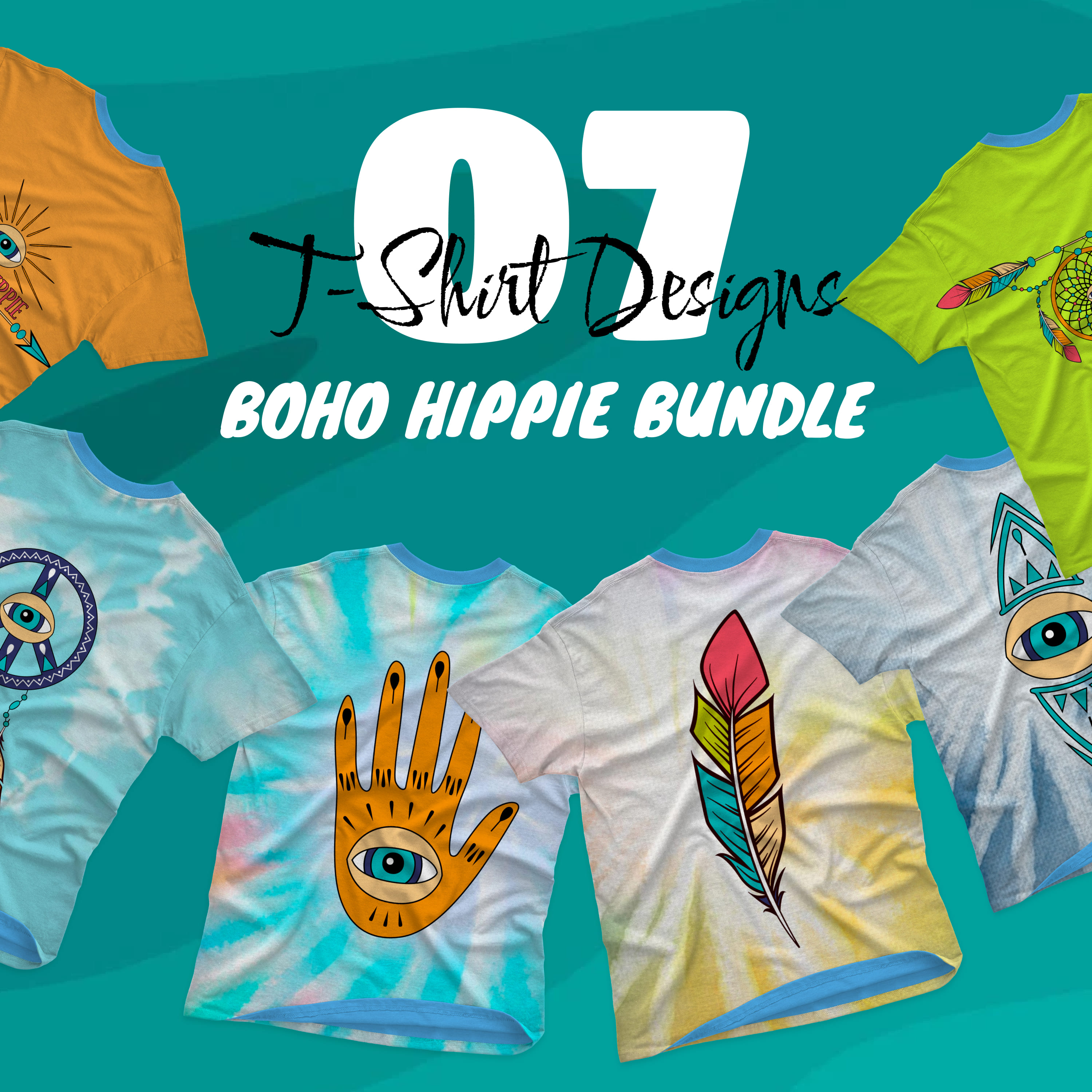Boho Hippie SVG T-shirt Designs Bundle - main image preview.