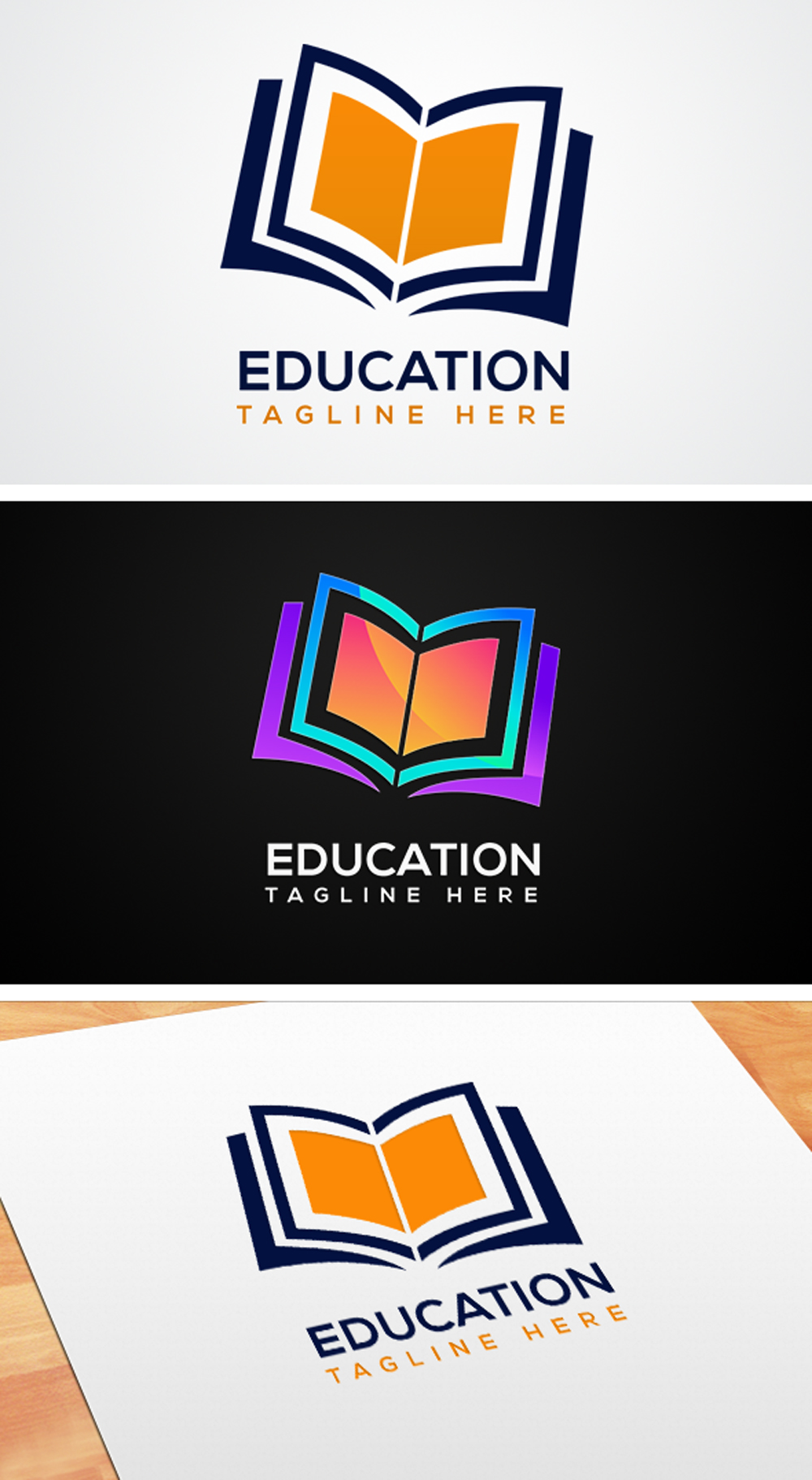 Stylish Book Logo Vector Template collage image.