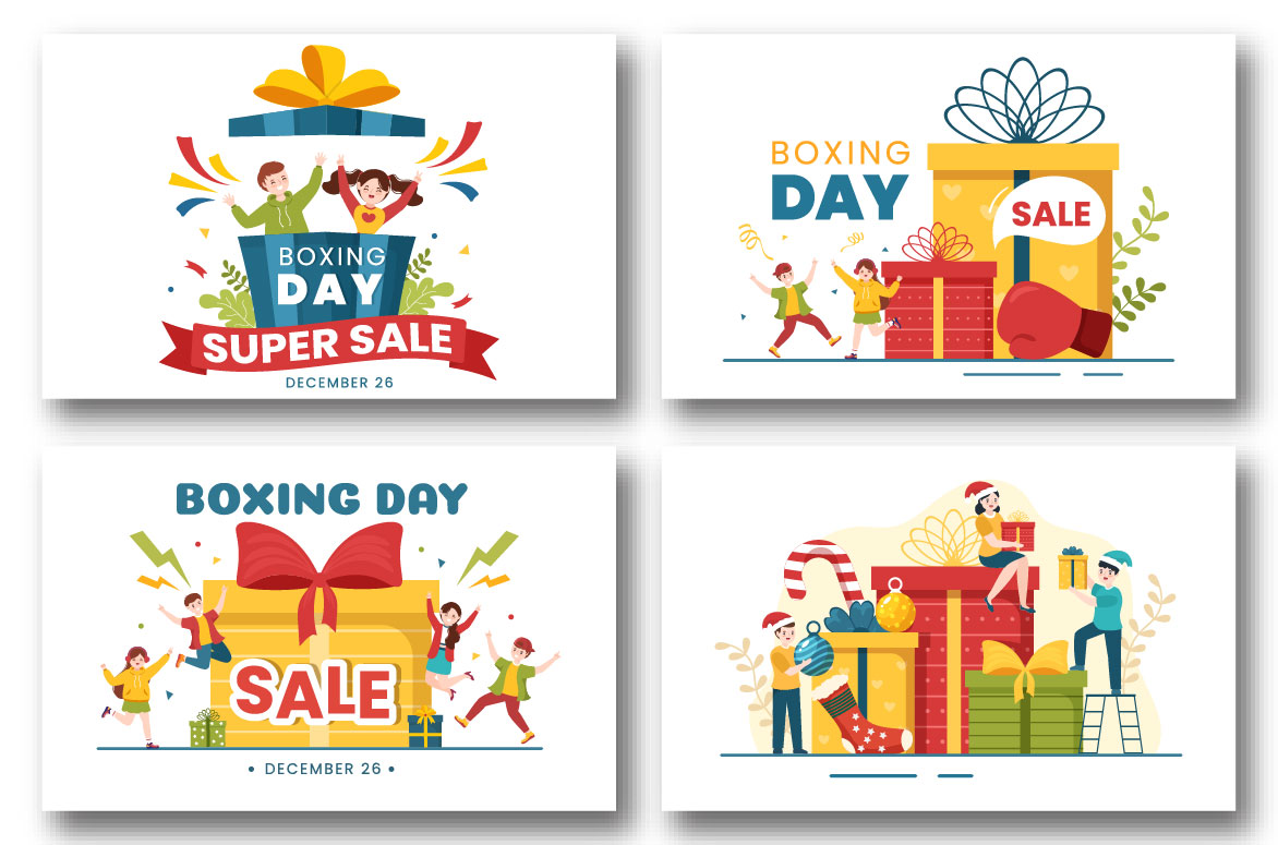 16 Boxing Day Sale Illustration collection.