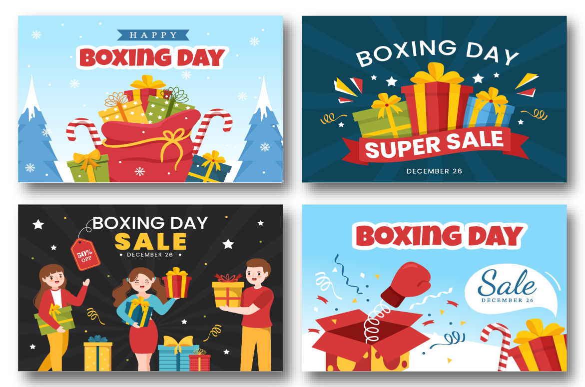 16 Boxing Day Sale Illustration pack.