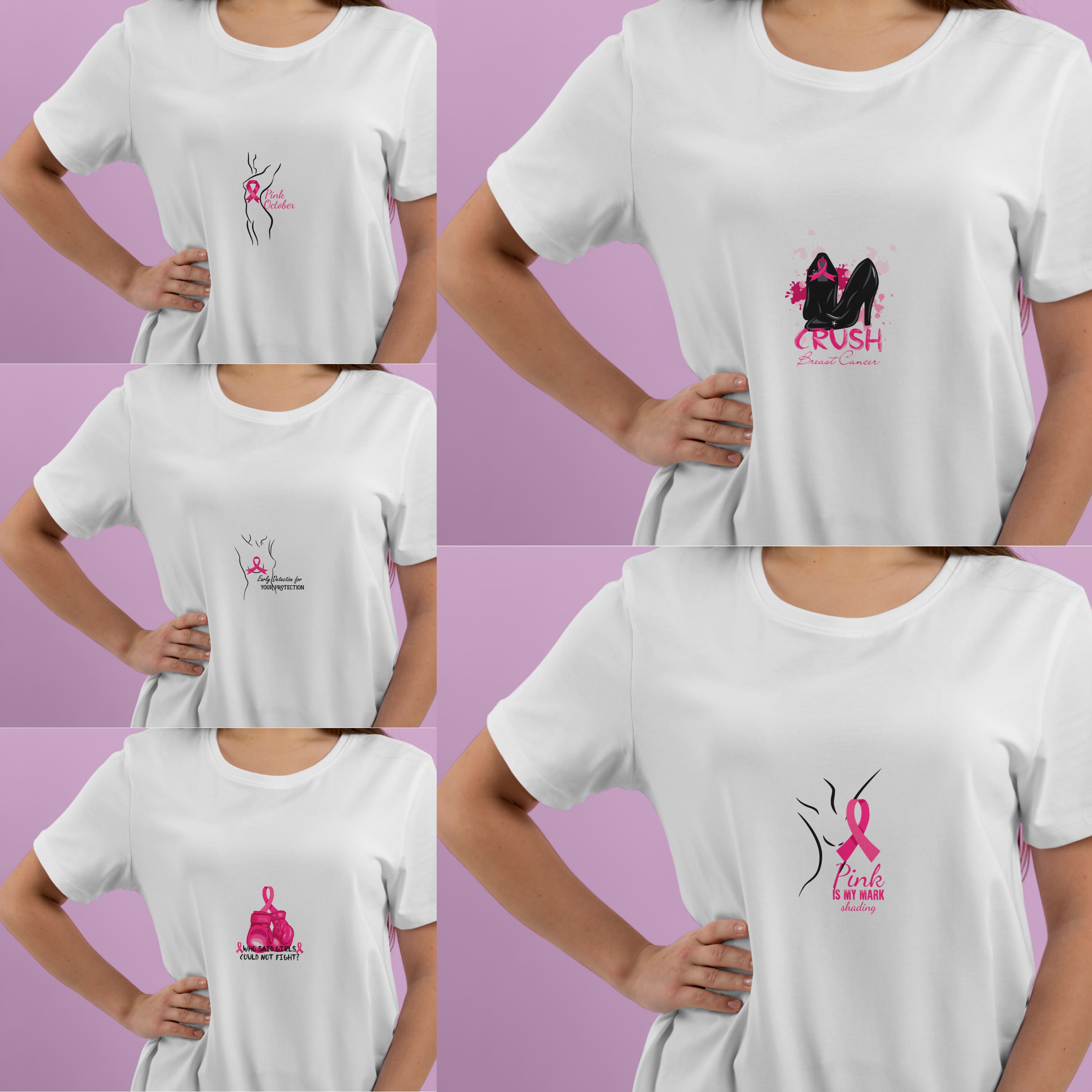 breast cancer awareness month SVG T-shirt Designs Bundle cover.
