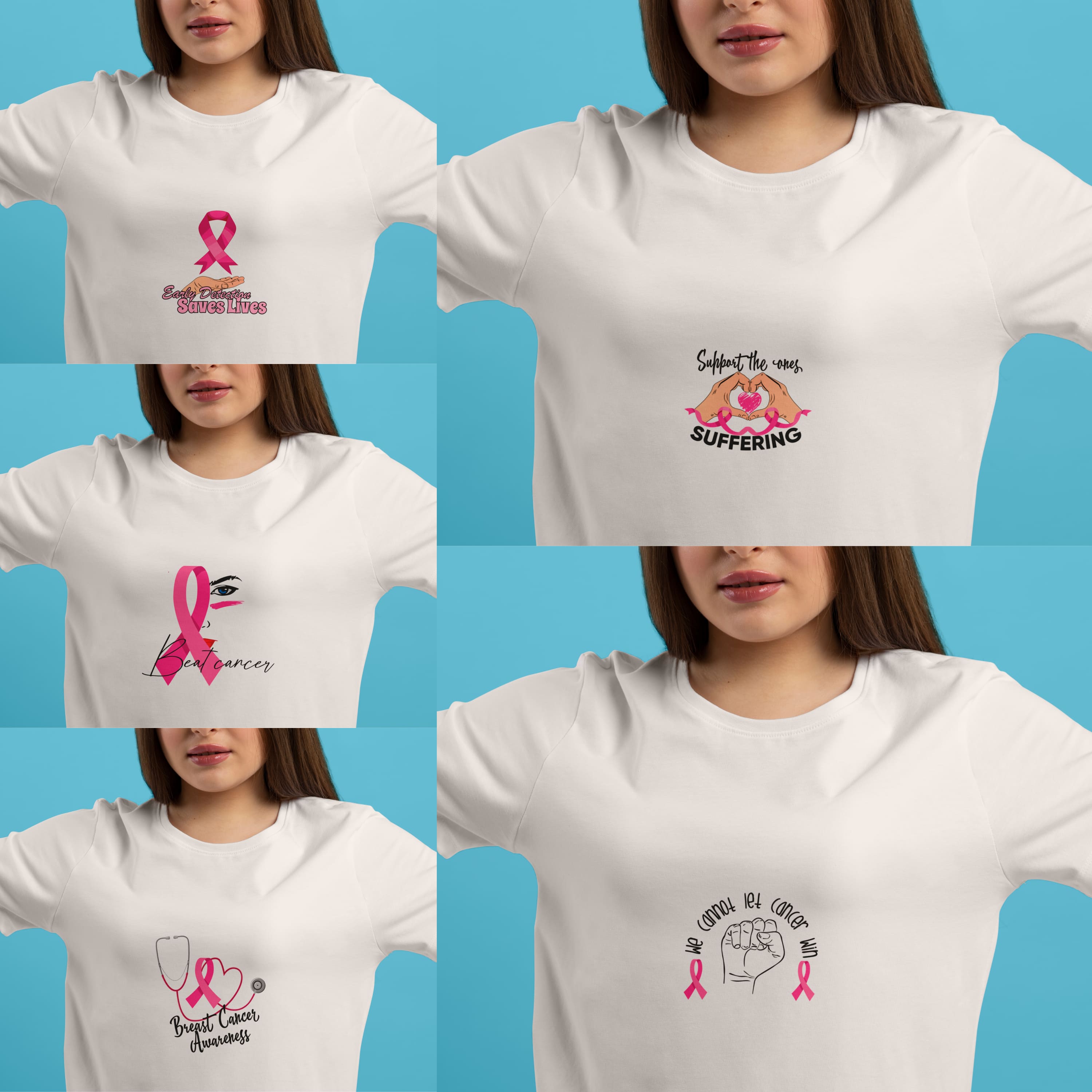 breast cancer awareness SVG T-shirt Designs Bundle cover.
