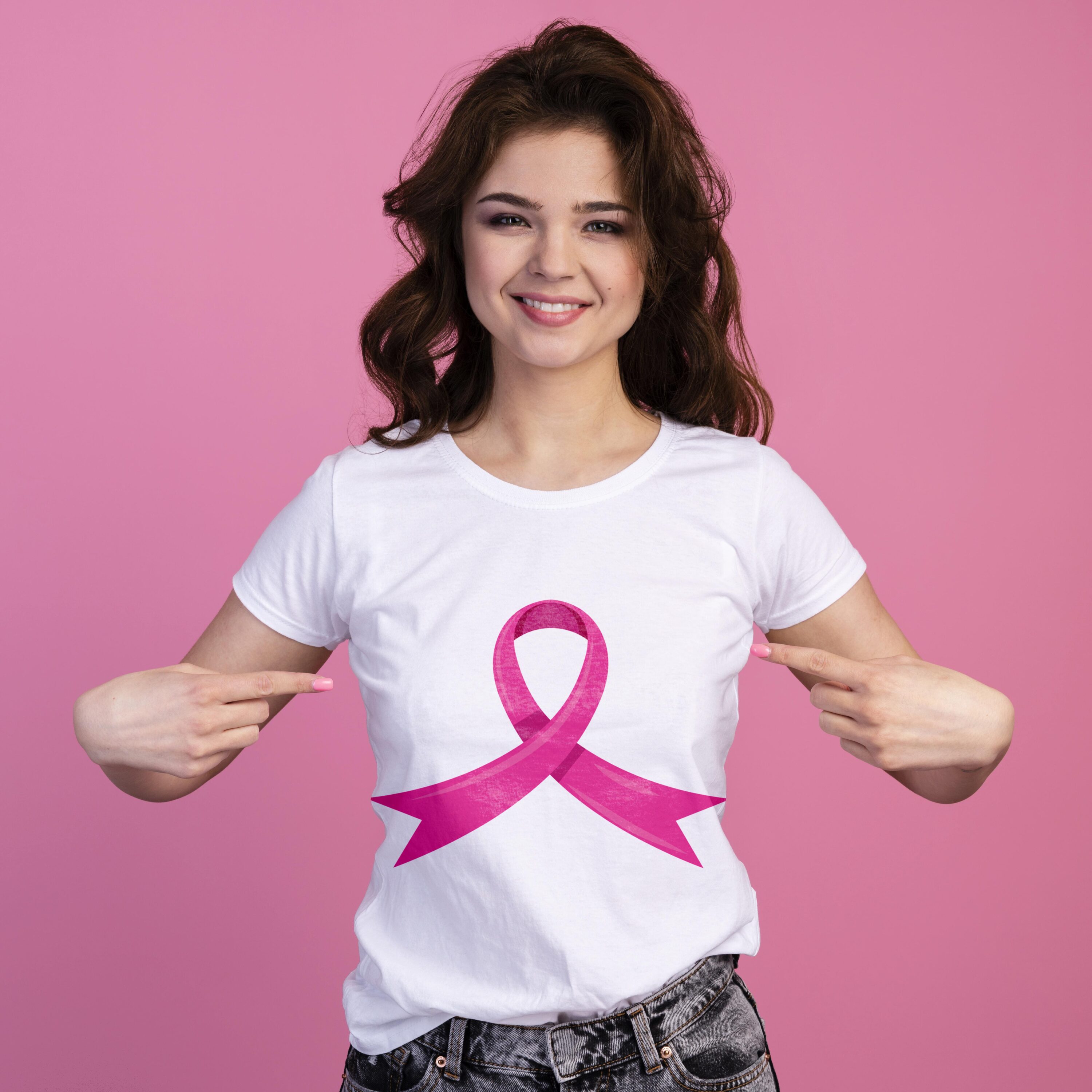Creative pink breast cancer ribbon.