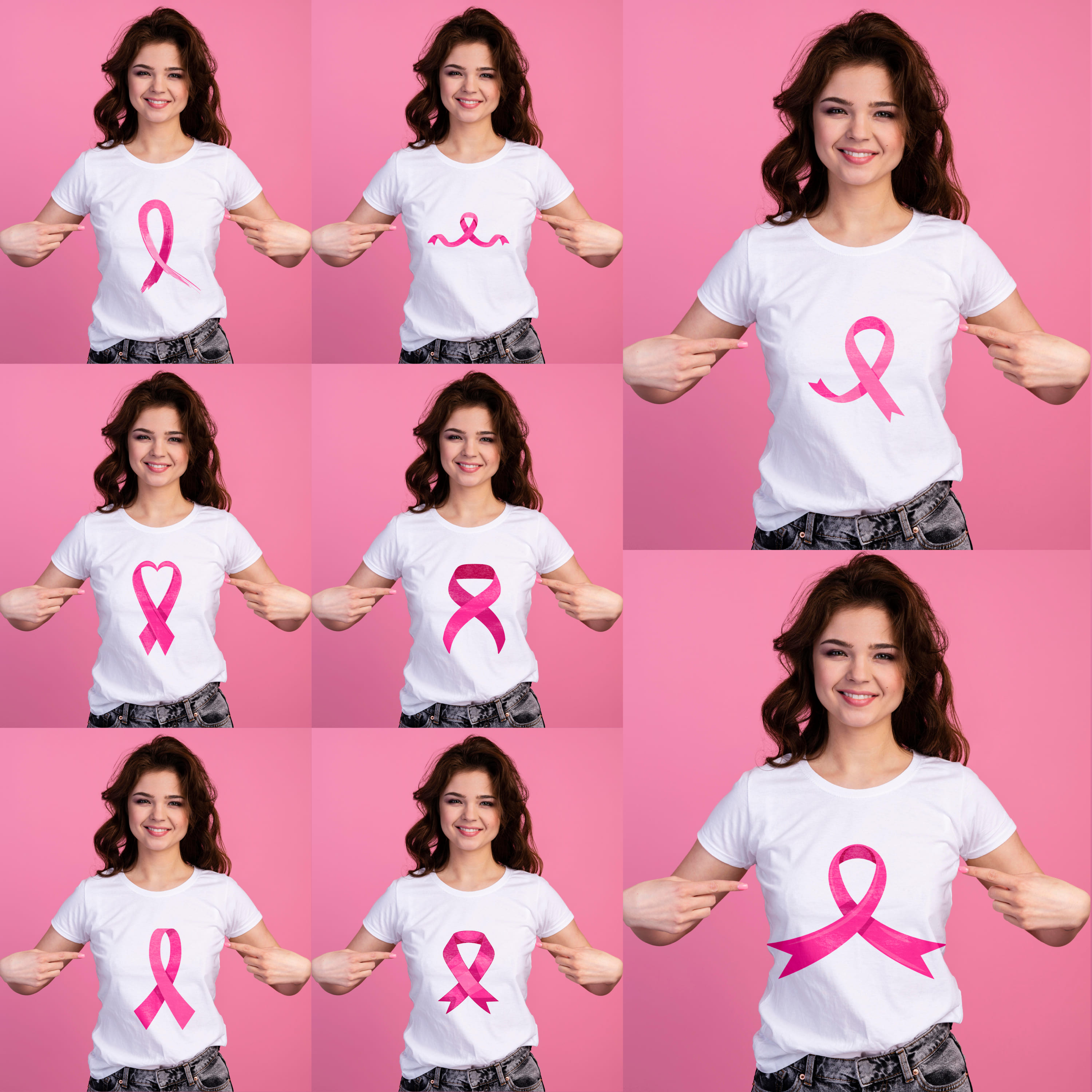 breast cancer ribbon SVG T-shirt Designs Bundle cover.