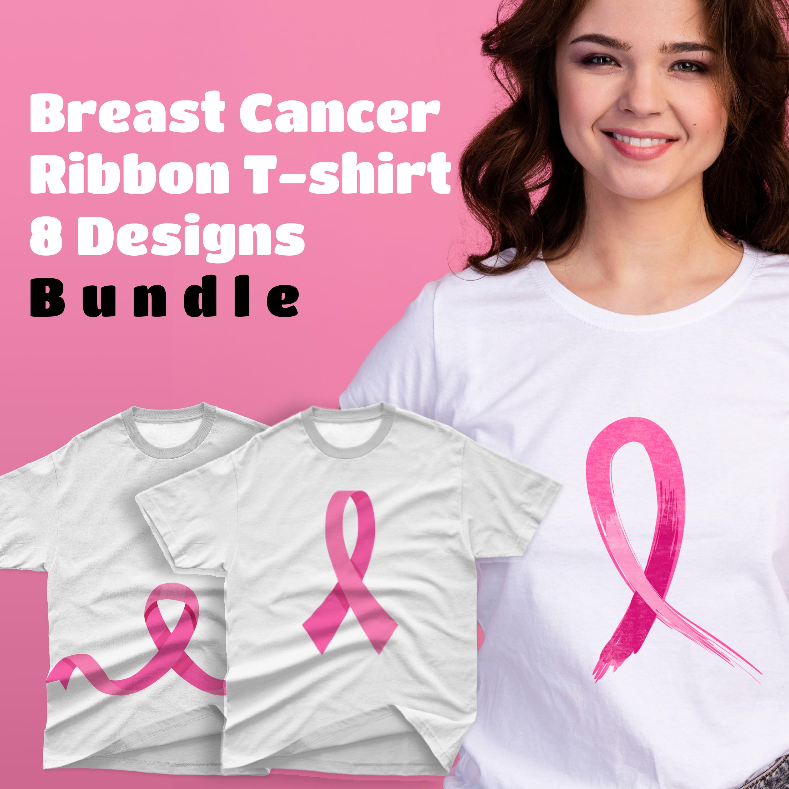 breast cancer ribbon SVG T-shirt Designs Bundle.