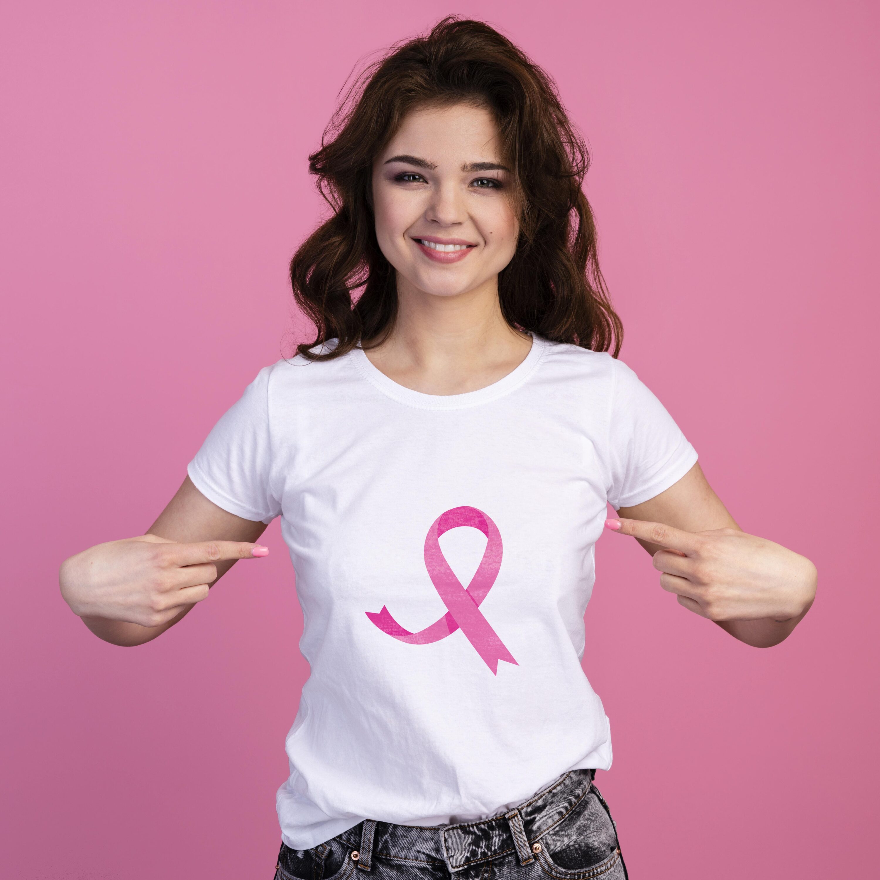 Breast cancer ribbon in a pink.