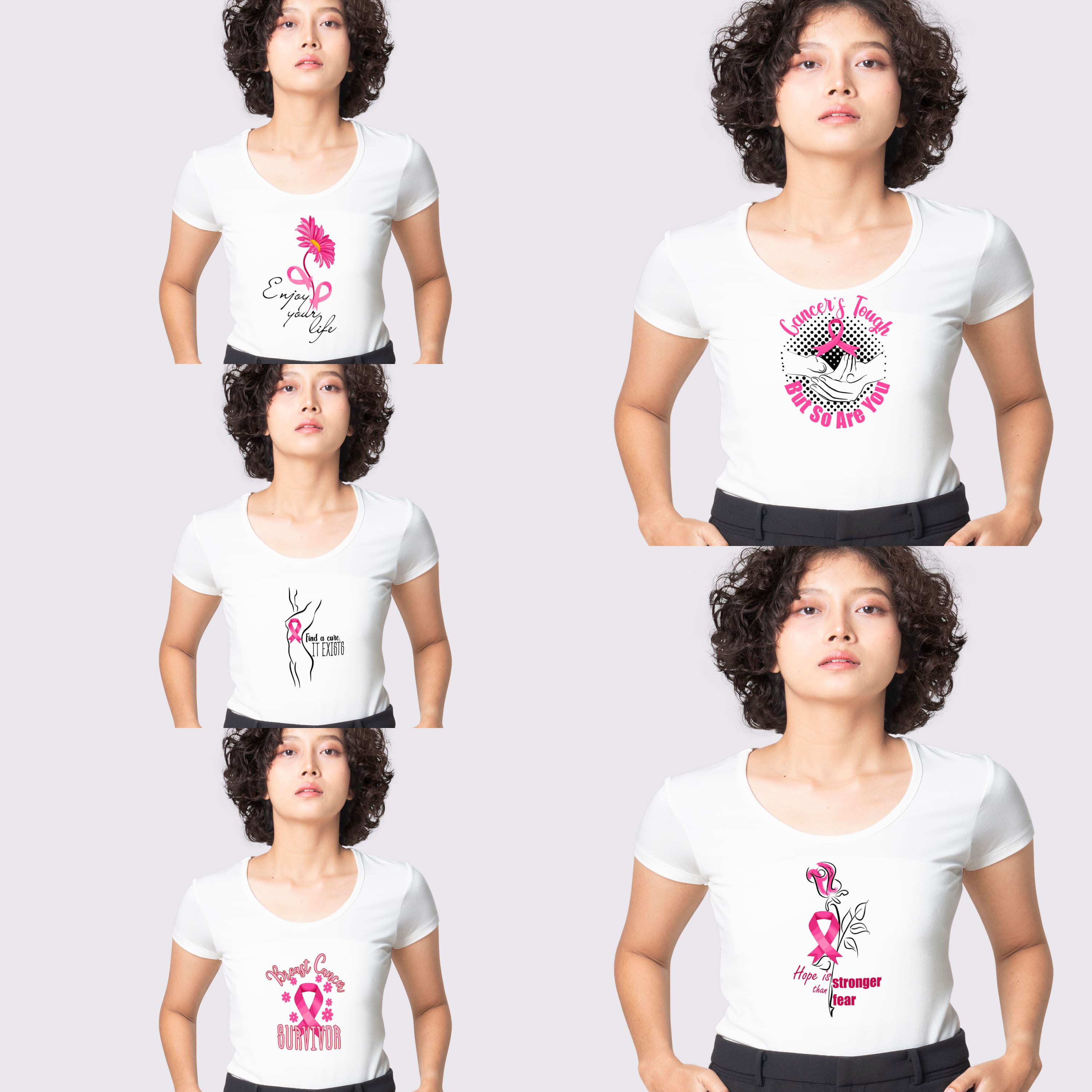 breast cancer survivor SVG T-shirt Designs Bundle cover.