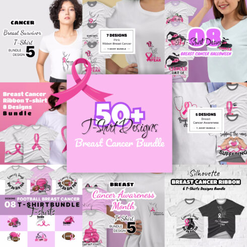 Breast Cancer T-shirt Designs Bundle.