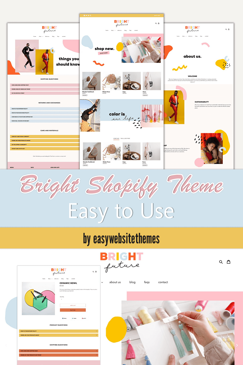 bright shopify theme easy to use pinterest 573