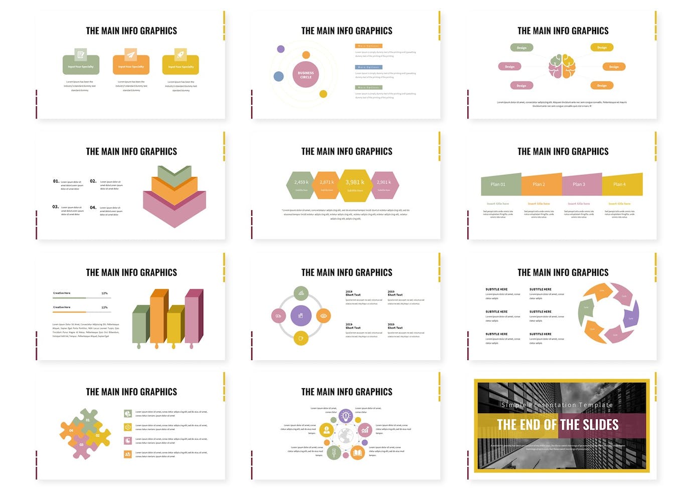 Set of amazing business strategy plan presentation template chart slides.