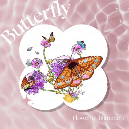 Butterfly with Flower Sublimation JPG.