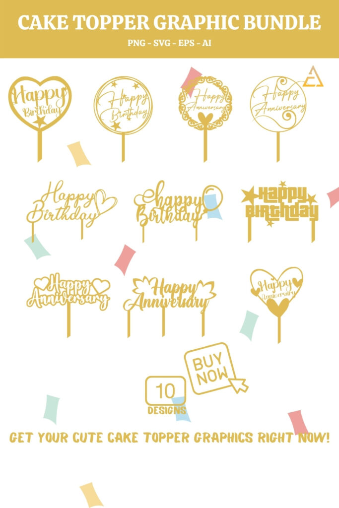 Cake Topper Clipart Set MasterBundles