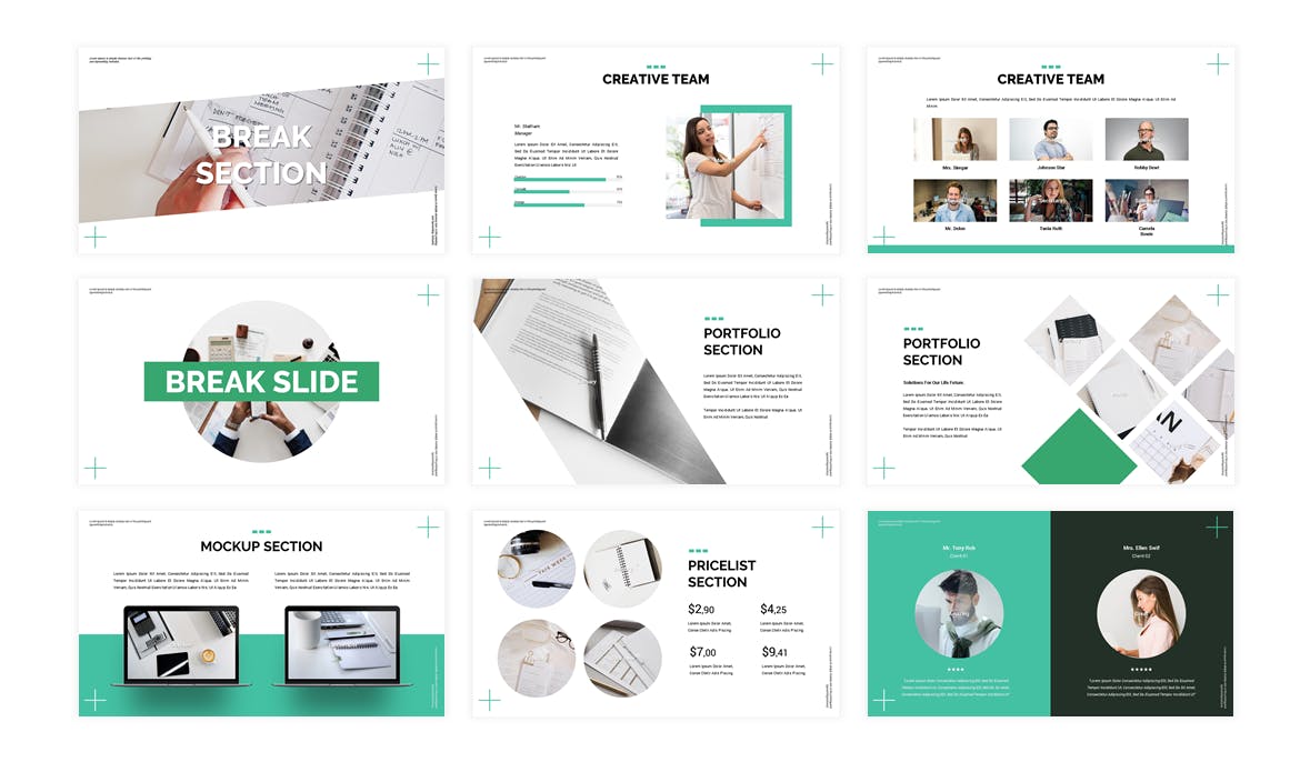 Image collection of irresistible business presentation template slides.
