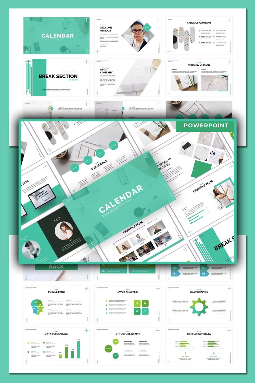 A selection of images of enchanting business presentation template slides.