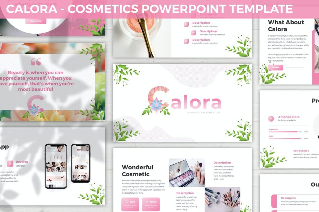Calora - Cosmetics Powerpoint Template – MasterBundles