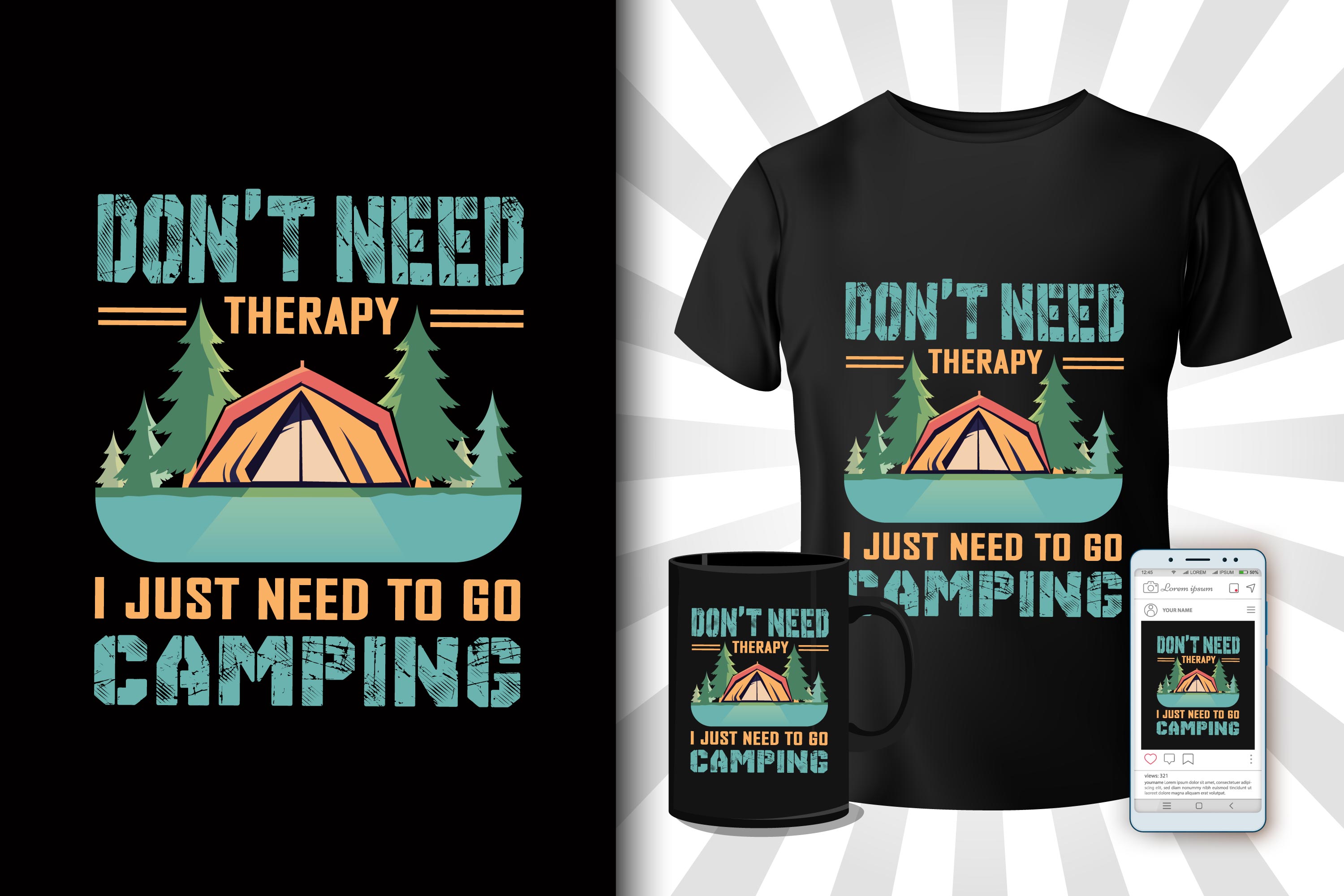 T-Shirt Camping Design Bundle preview image.