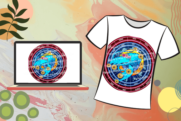 Nice white t-shirt with the colorful astrology illustration.