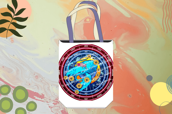 Classic eco bag with the colorful astrology illustration.