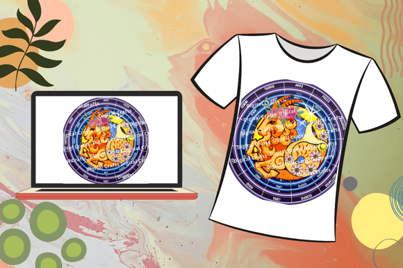 White t-shirt with the capricorn astrology illustration.