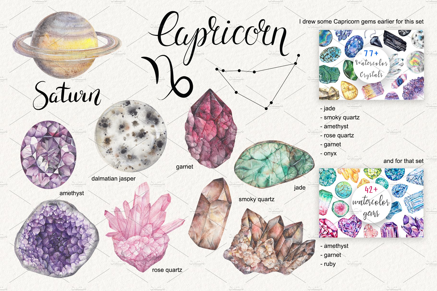 Lots of Capricorn elements and stones.