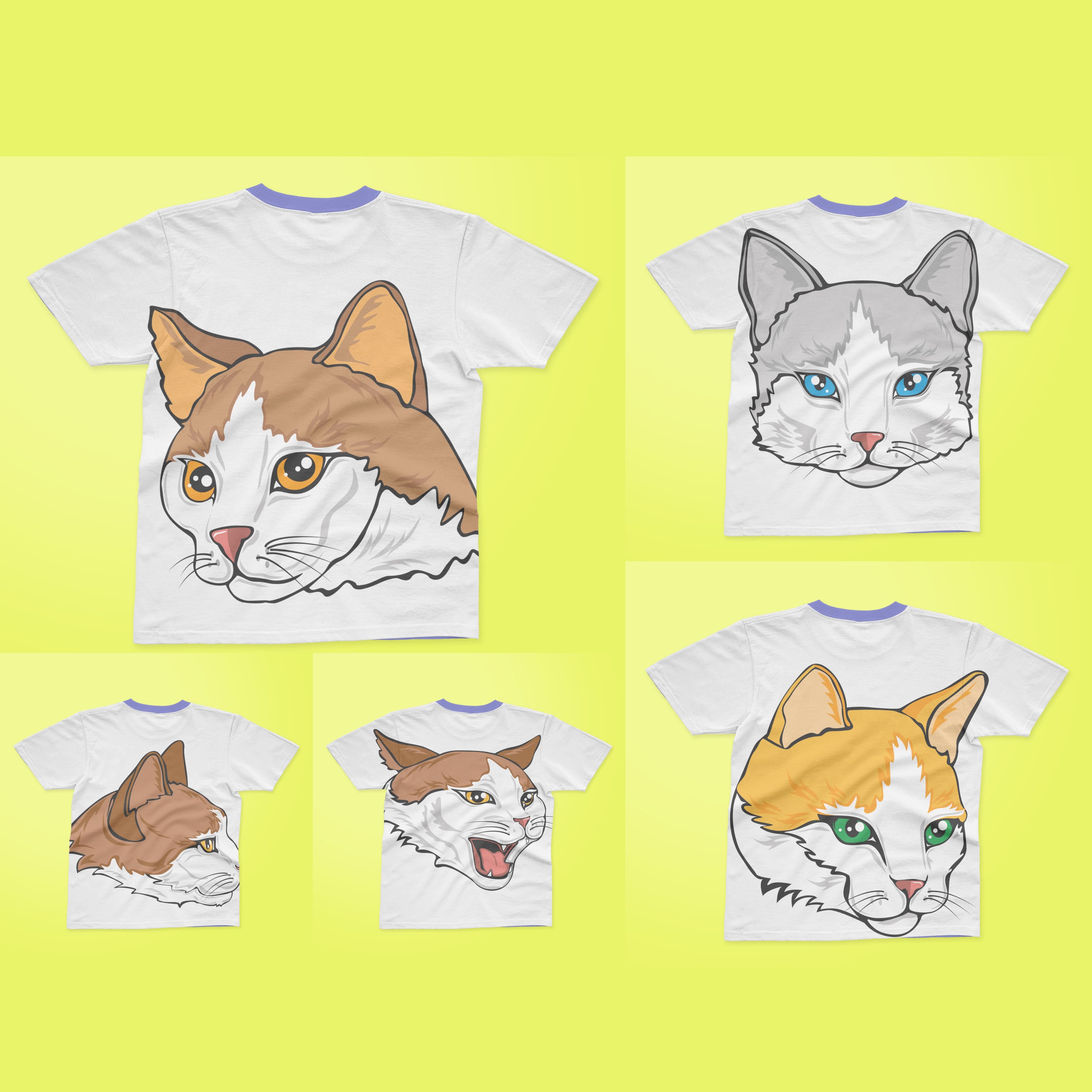 Cat Face T-shirt Designs Bundle Cover.