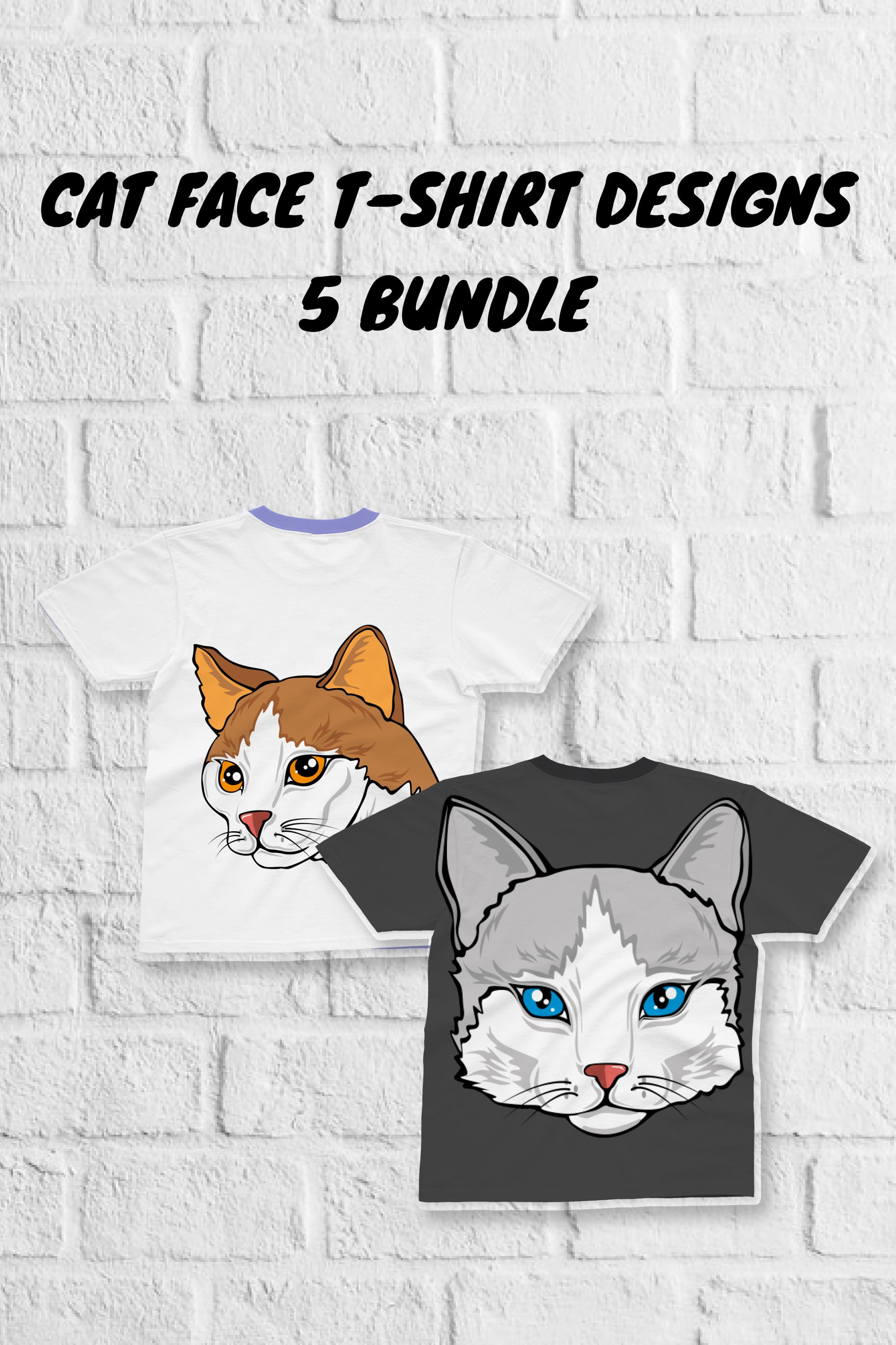 Cat Face T-shirt Designs Bundle - Pinterest.