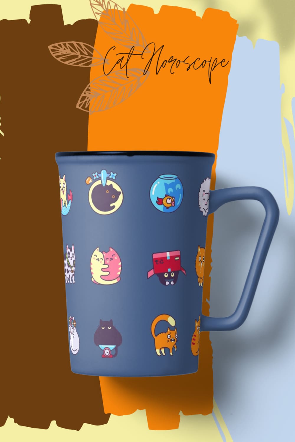 Cat Horoscope Icons And Labels - preview with the themed cup for pinterest image.