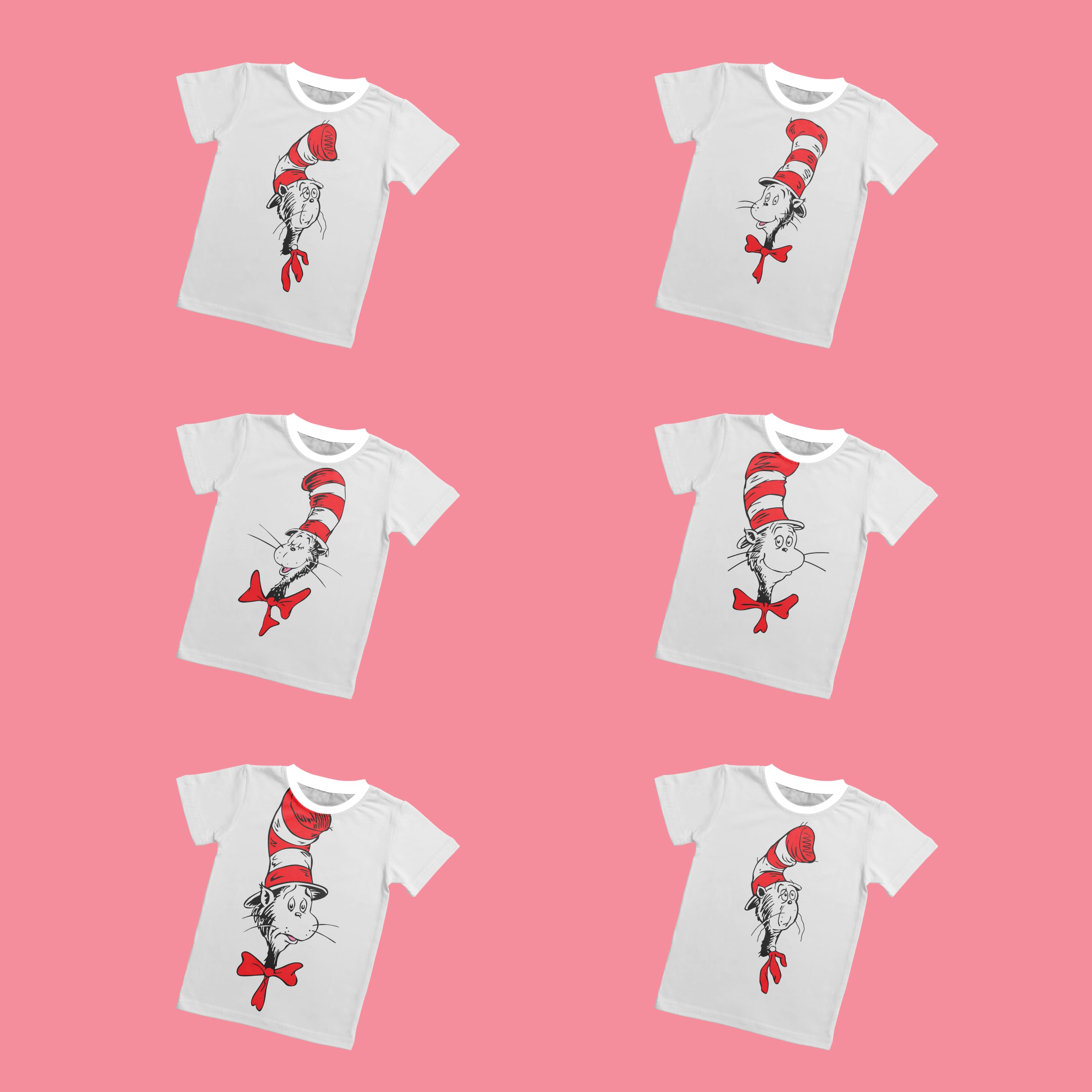 Cat In The Hat Face T-shirt Designs Bundle Cover.