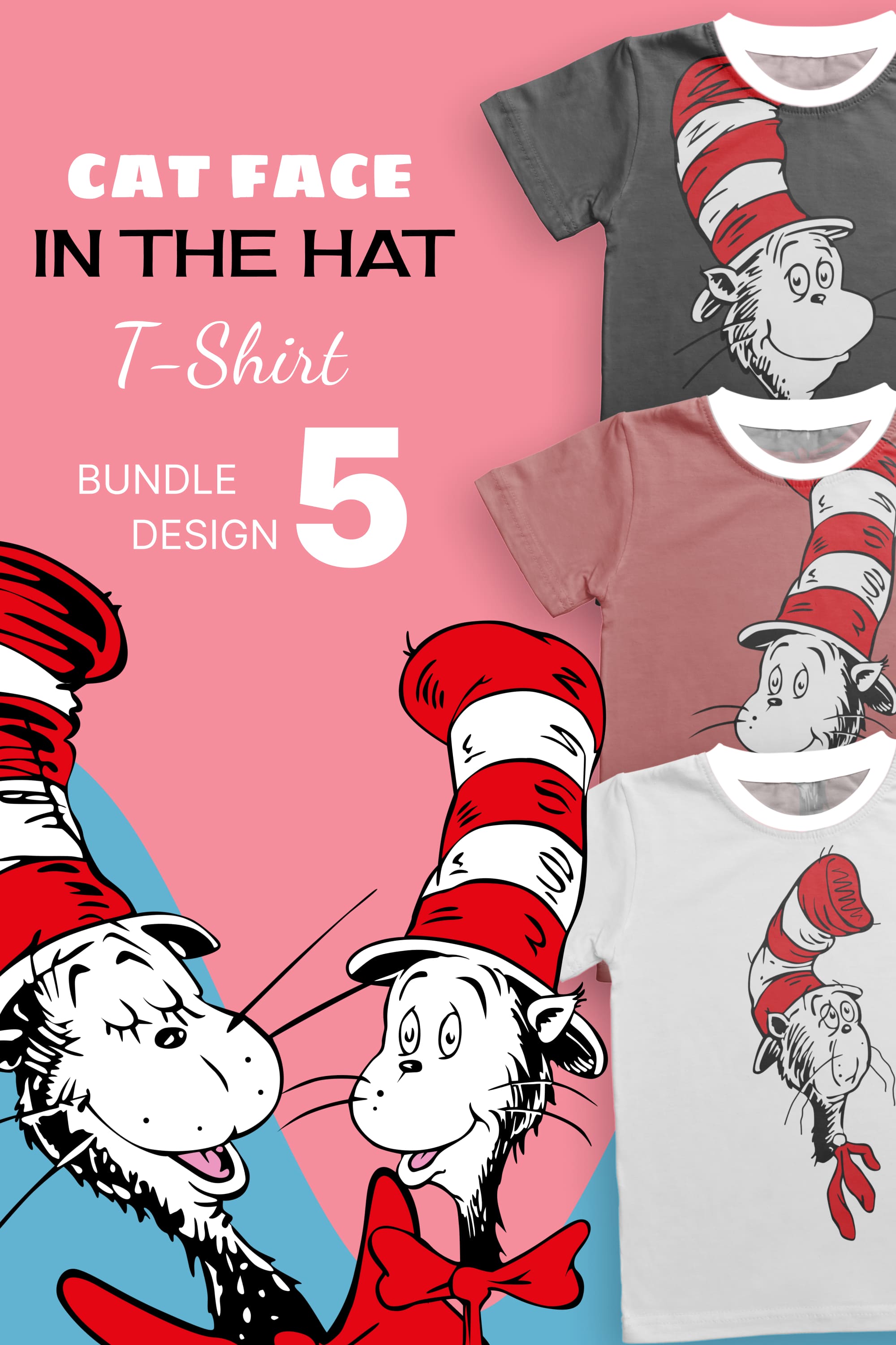 Cat In The Hat Face T-shirt Designs Bundle - Pinterest.