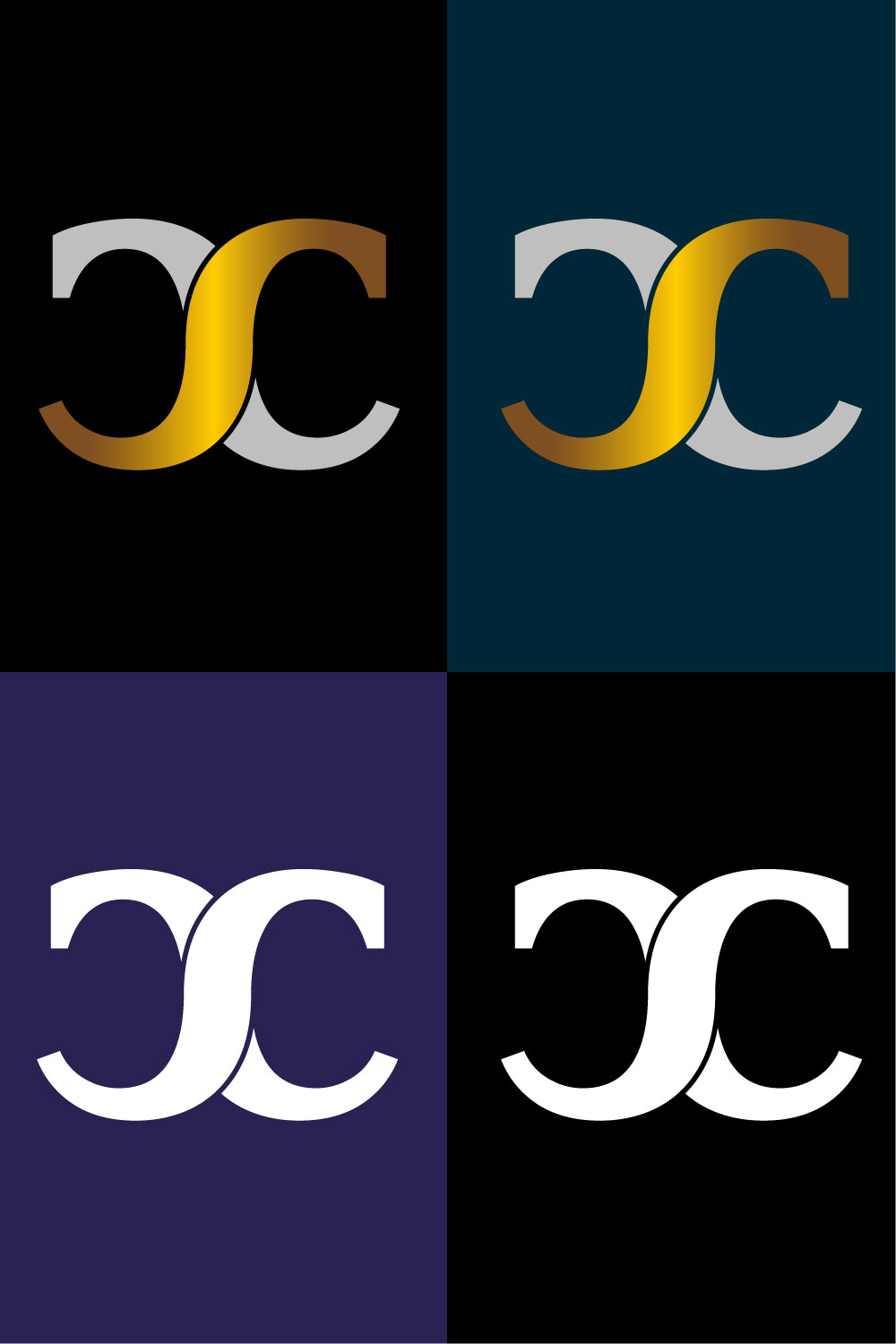CC Letter Logo Pinterest collage image.