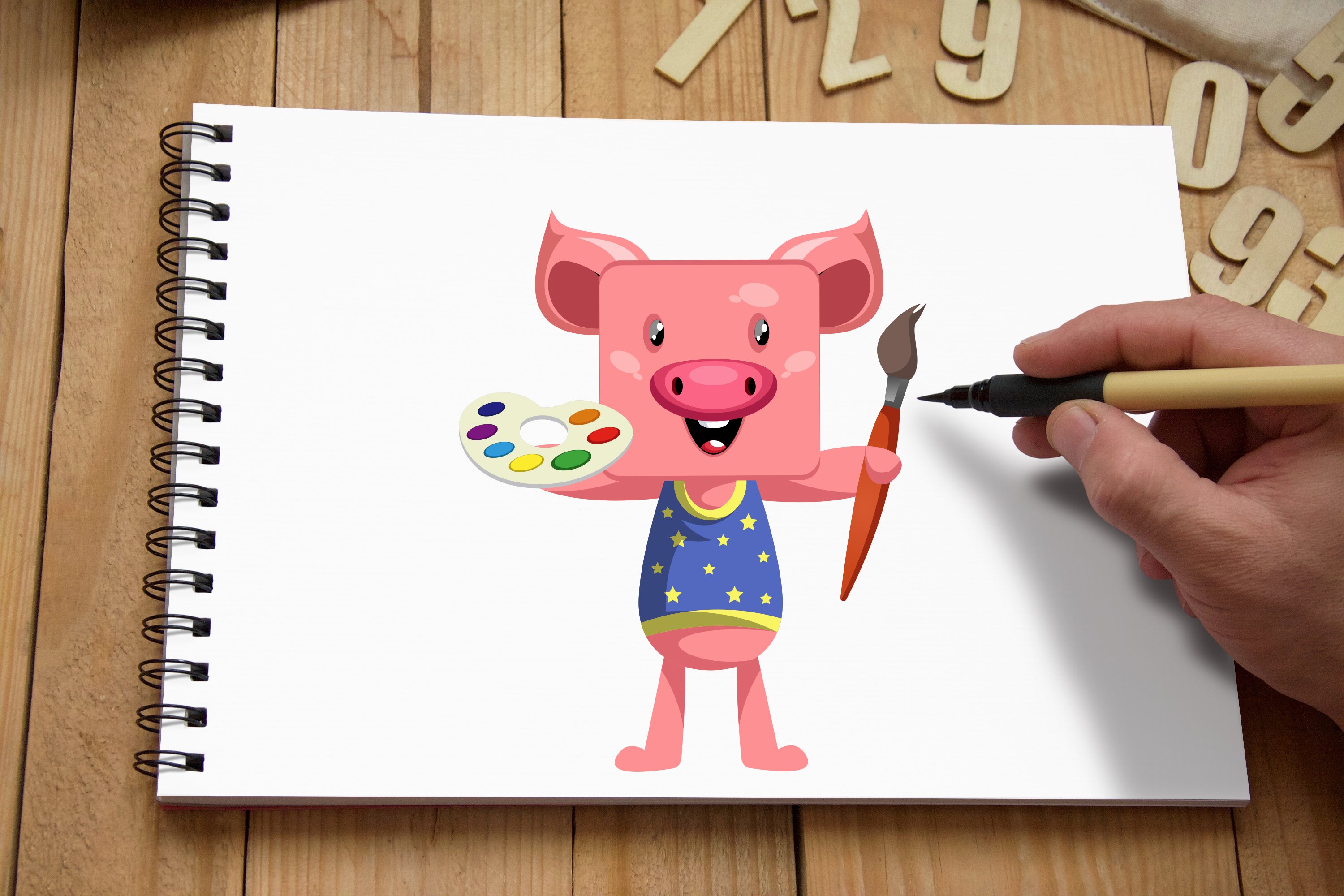 White paper with the cute pink pig.