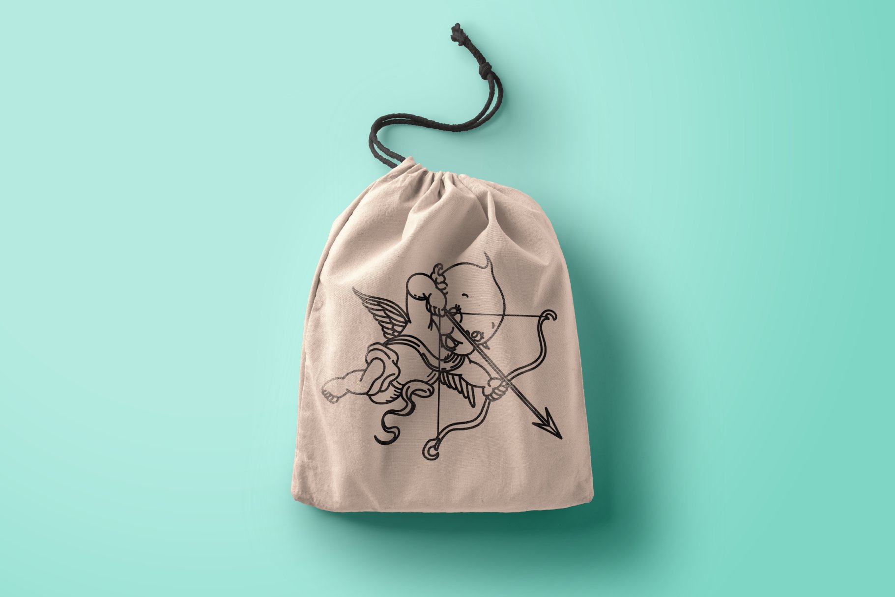 White eco bag with the angel illustration.