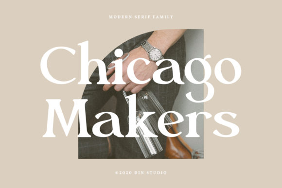 White lettering "Chicago Makers" and a beautiful image on a beige background.