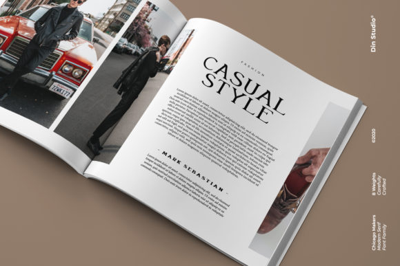 A magazine with expensive images and black lettering "Casual Style" on a pink background.