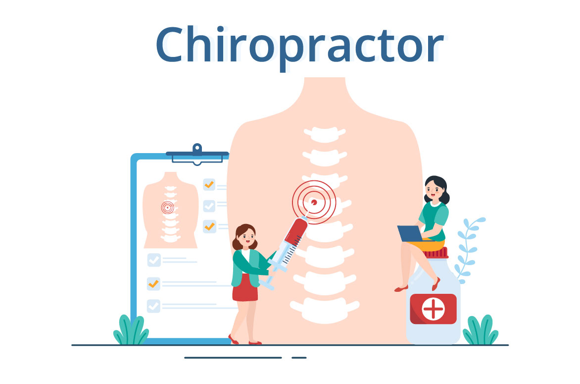 Chiropractor Rehabilitation Cartoon Illustration preview image.