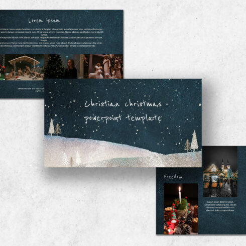 Collection of colorful images with christian christmas powerpoint template.