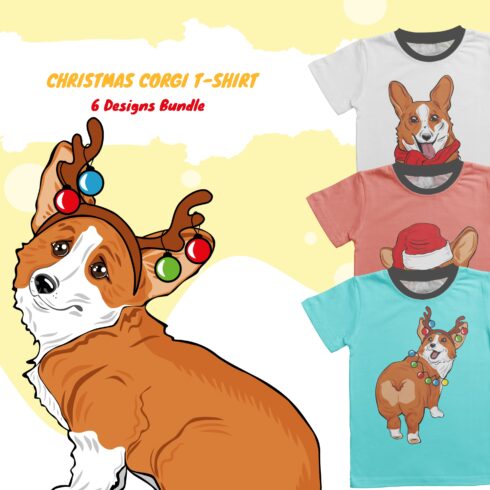 christmas corgi SVG T-shirt Designs Bundle.